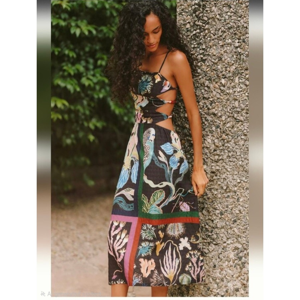 Anthropologie Celandine x Sarah Gordon Cutout Midi Dress OB2519089